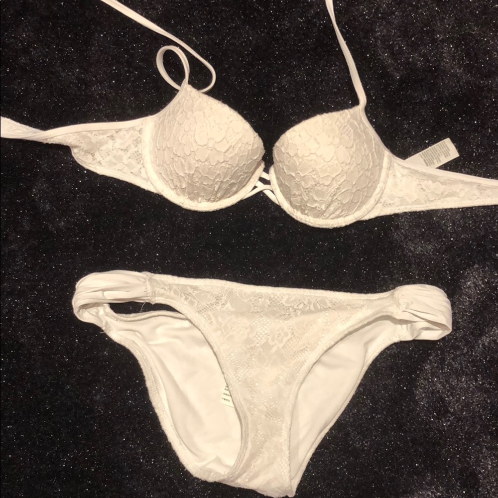 White lace Abercrombie bathing suit